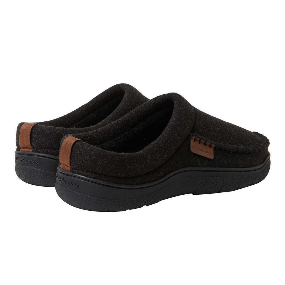 New Mens Dearfoams Slippers Black SLIP ON MEMORY FOAM EASY ON indoor outdoor - Picture 3 of 8